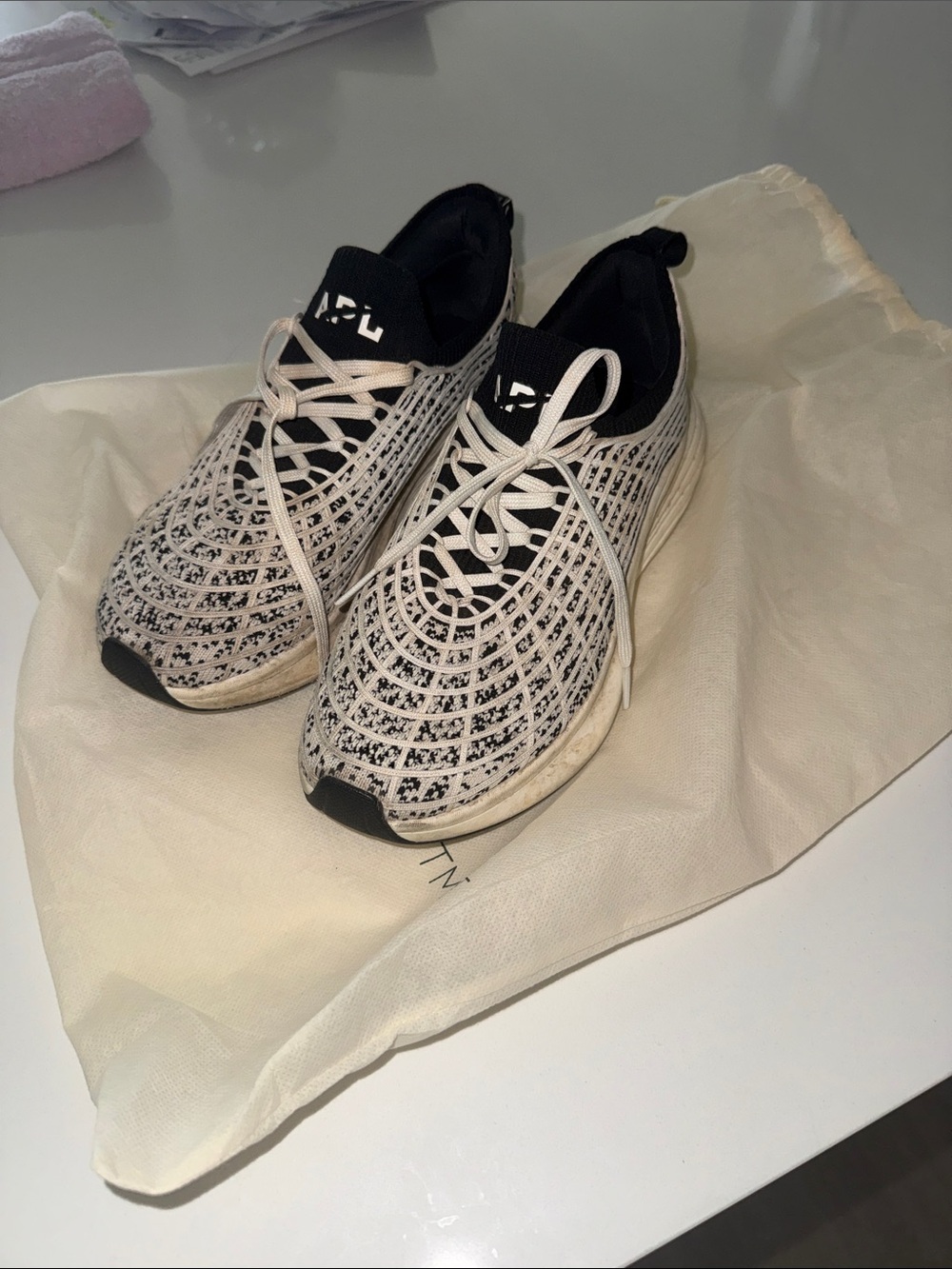 APL Women's Knit Running Sneakers - White & Black